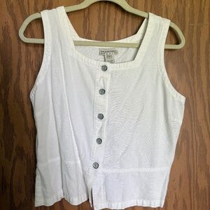 Vintage‎ Freeport Studio 100% linen relaxed cropped fit tank vest Size L